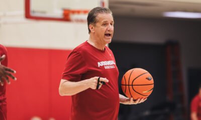 Arkansas Razorbacks coach John Calipari during practice at the Eddie Sutton Practice Court