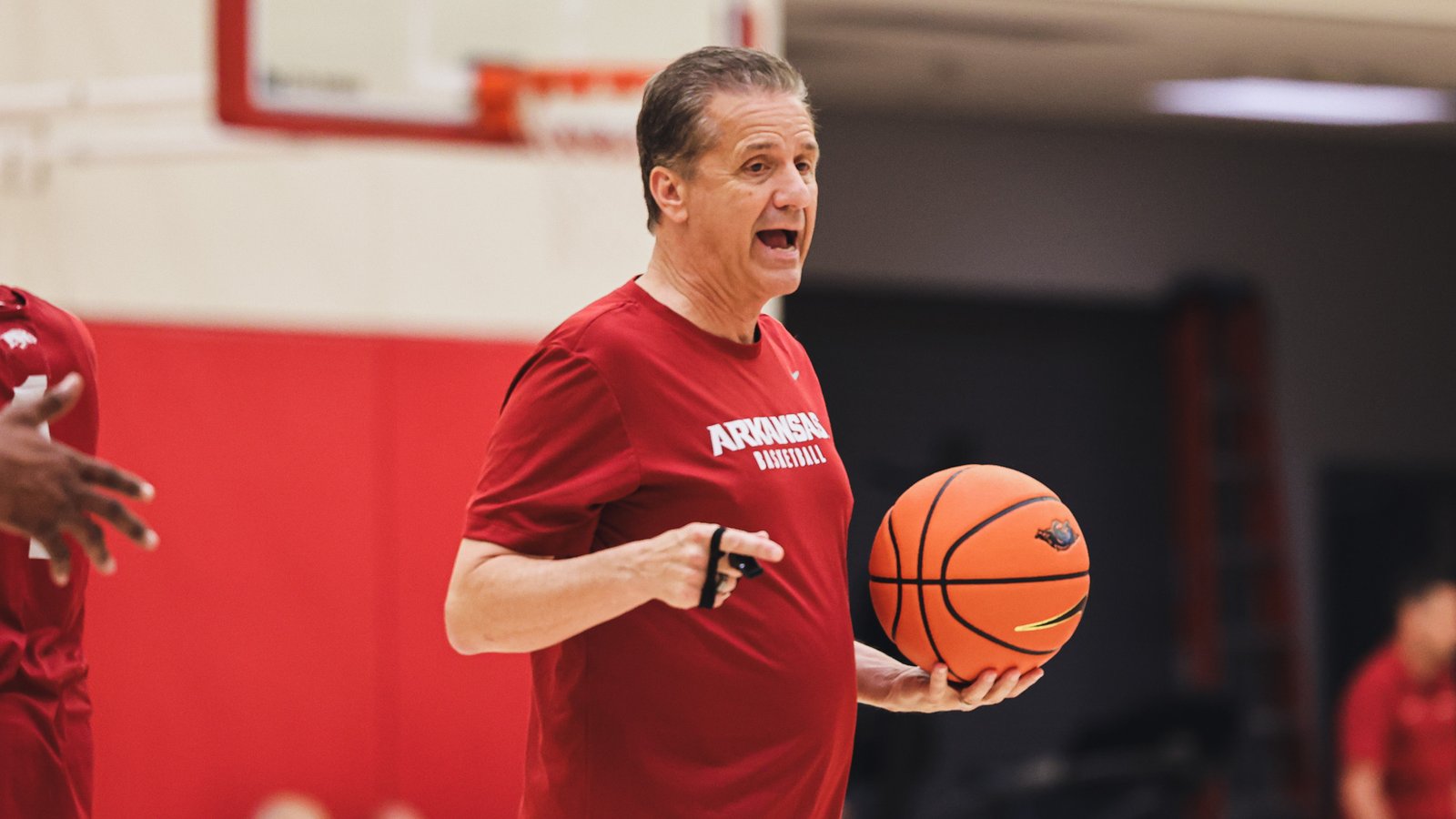 Arkansas Razorbacks coach John Calipari during practice at the Eddie Sutton Practice Court