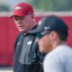 Arkansas Razorbacks offensive coordinator Bobby Petrino during a fall camp practice