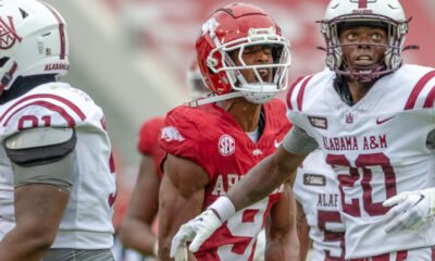 Arkansas Razorbacks O'Mega Blake during game against Alabama A&M