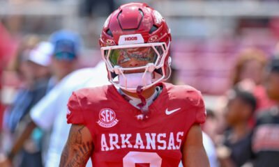 Arkansas Razorbacks wide receiver Raylen Sharpe during game against Alabama A&M