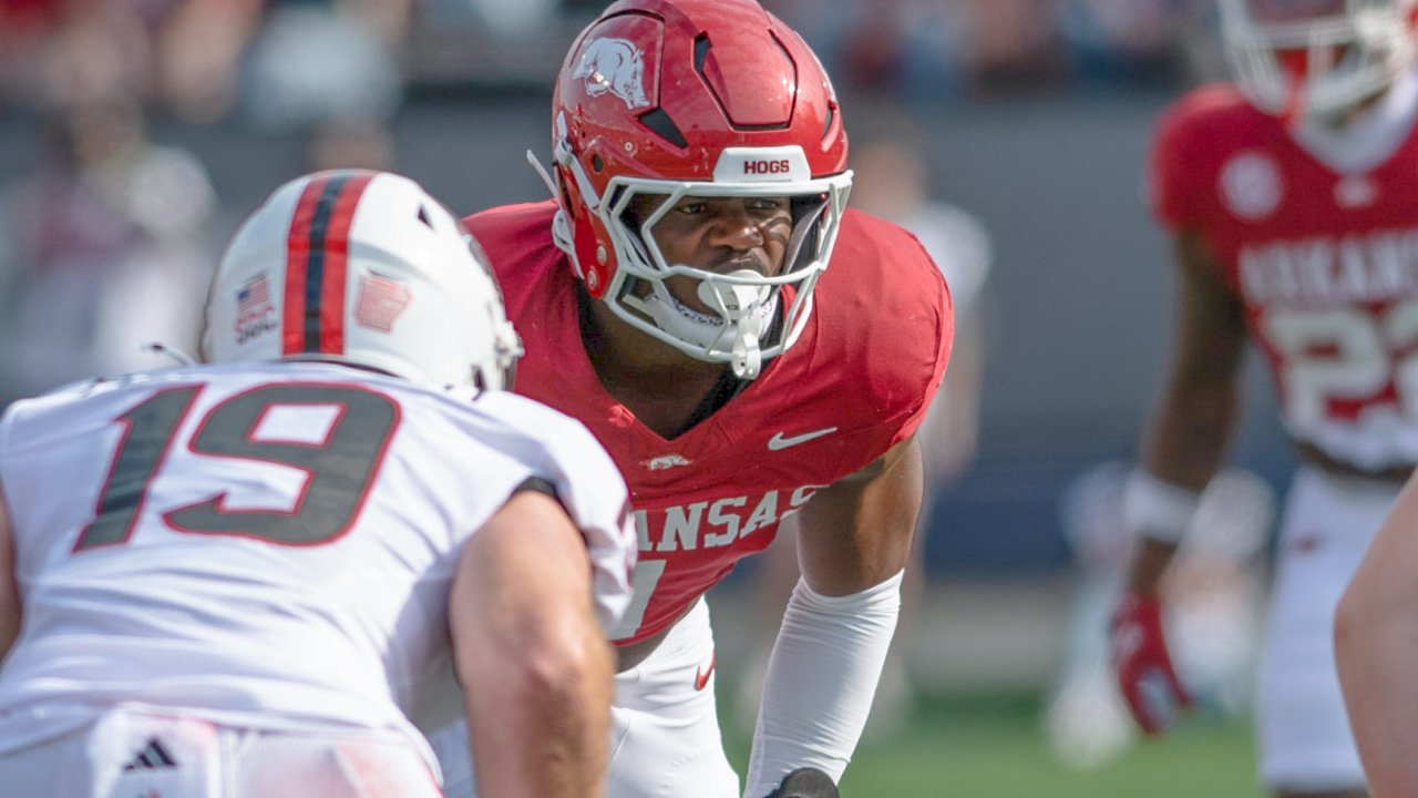 Arkansas Razorbacks defensive lineman Phillip Lee against Arkansas State