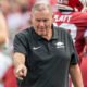 Arkansas Razorbacks coach Sam Pittman on the sidelines against Arkansas State