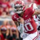 Arkansas Razorbacks quarterback Taylen Green running against the Arkansas State Red Wolves