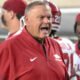 Arkansas Razorbacks coach Sam Pittman on the sidelines against the Ole Miss Rebels