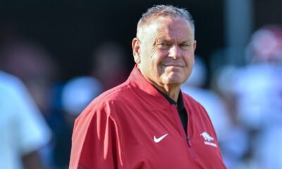 Arkansas Razorbacks coach Sam Pittman before game with the Ole Miss Rebels