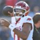 Arkansas Razorbacks quarterback Taylen Green during warmups before a game against the Ole Miss Rebels