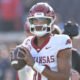 Arkansas Razorbacks quarterback Taylen Green during warmups before a game against the Ole Miss Rebels