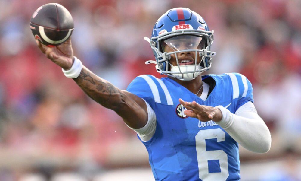 Ole Miss Rebels quarterback Trinidad Chambliss against the Arkansas Razorbacks