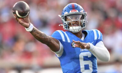 Ole Miss Rebels quarterback Trinidad Chambliss against the Arkansas Razorbacks