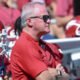 Arkansas Razorbacks athletics director Hunter Yurachek on the sidelines during the game with the Notre Dame Fighting Irish