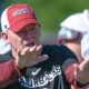 Arkansas Razorbacks offensive coordinator Bobby Petrino during fall camp practices
