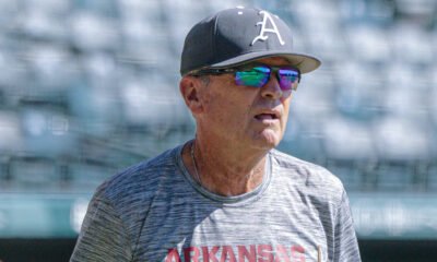 Arkansas Razorbacks coach Dave Van Horn during fall scrimmage at Baum-Walker Stadium